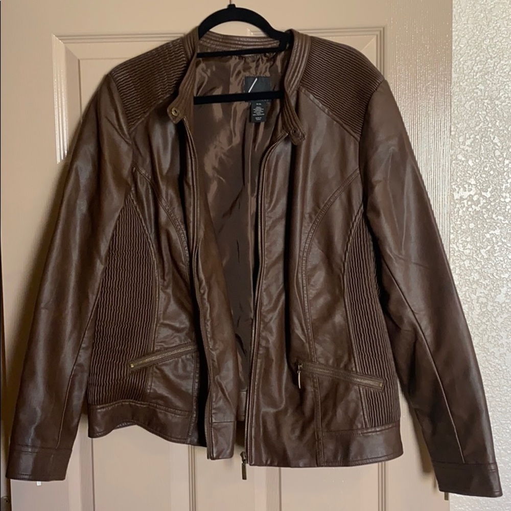 Brown leather jacket